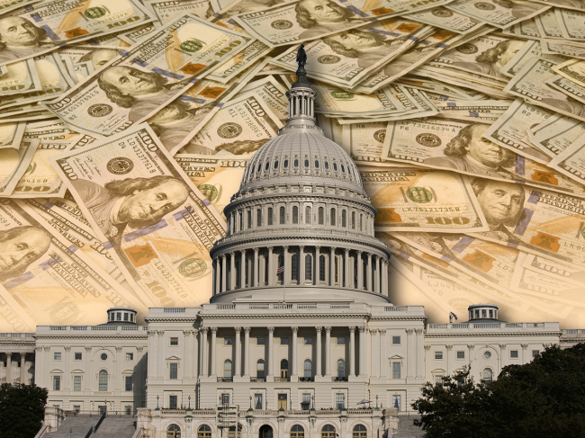 U.S. Capitol and $100 bills