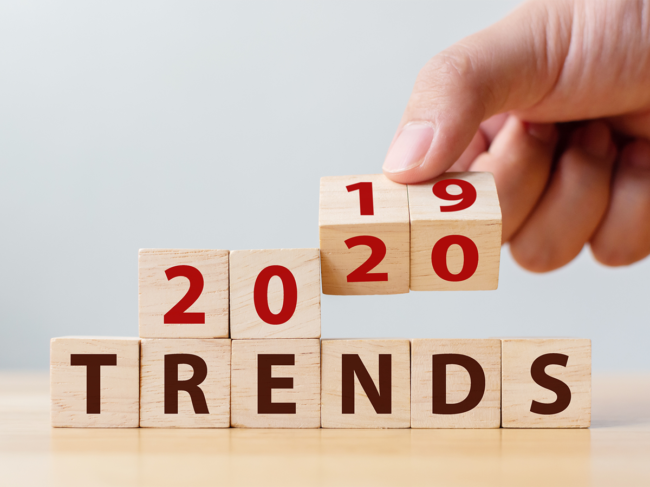 Blocks spelling out 2019, 2020, trends