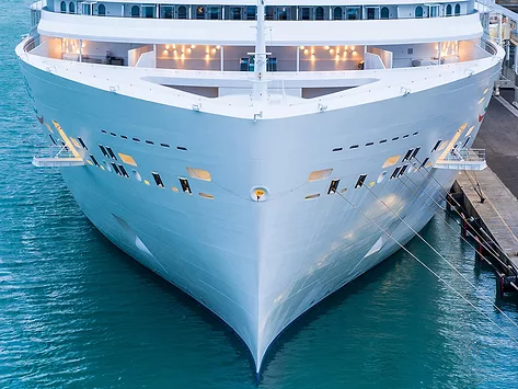 Close up of bow of cruise ship