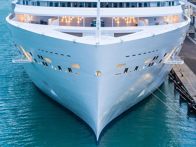Close up of bow of cruise ship