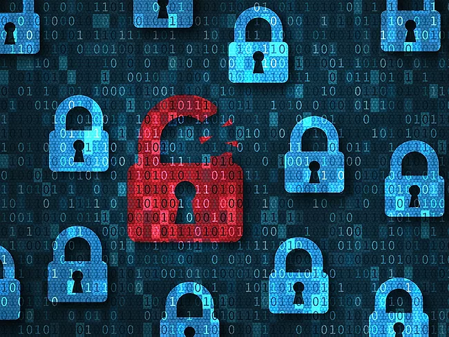Data breach - red broken padlock