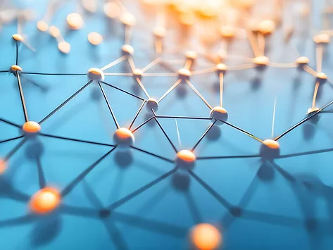 Interconnected nodes representing a digital supply chain network