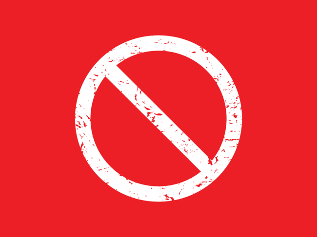 No entry sign, white on red backgound