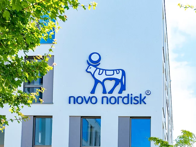 Novo Nordisk logo on building