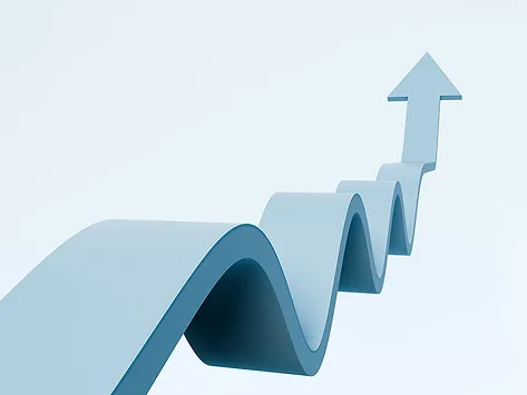 Path shaped like a fluctuating arrow graph