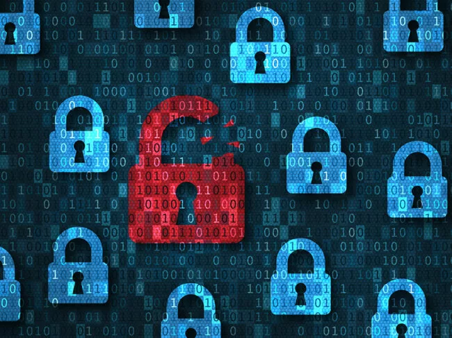 Data breach - red broken padlock