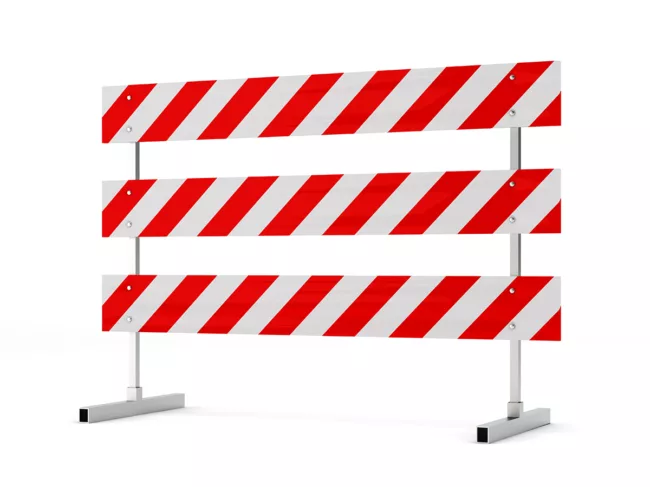 Red and white roadblock