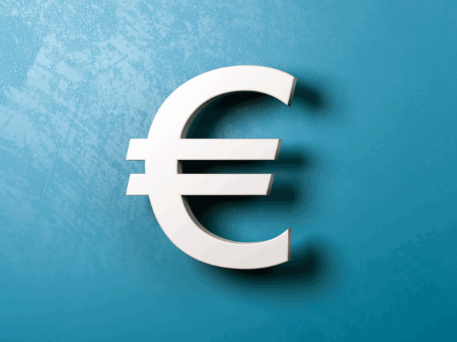 White Euro symbol on blue background