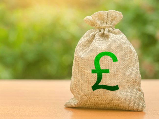 Money sack with British pound symbol