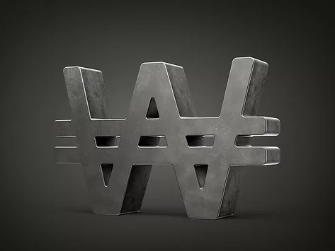 Gray korean won sign