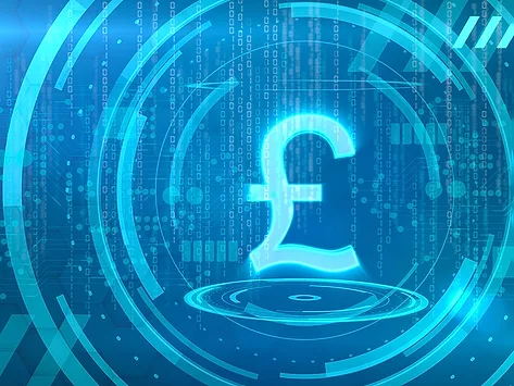 Pound sign on tech background