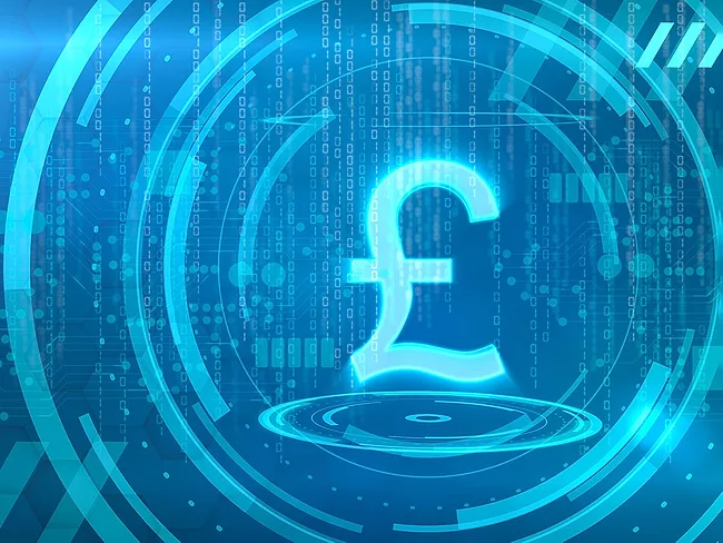 Pound sign on tech background
