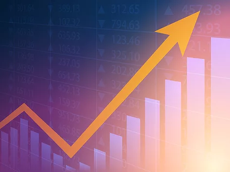 Stock chart with uptrend line graph