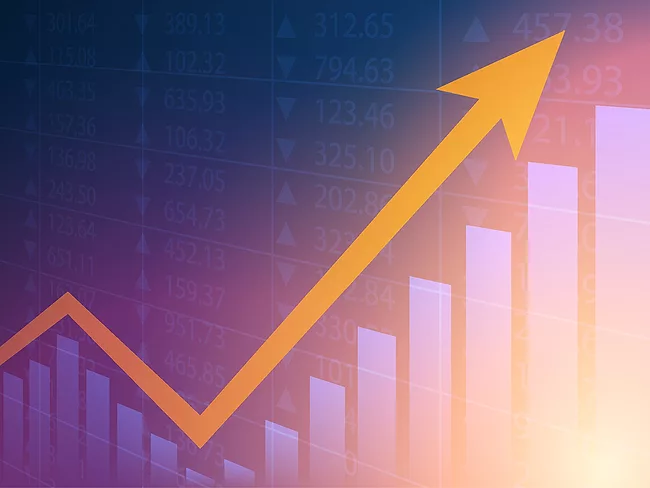 Stock chart with uptrend line graph
