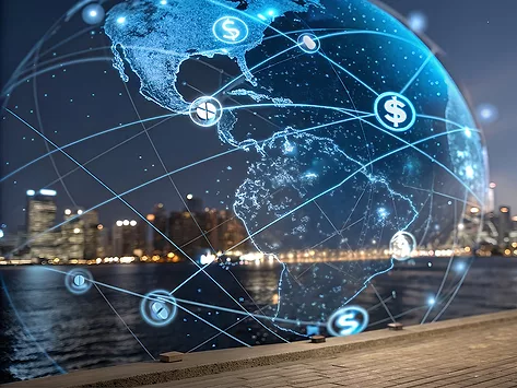 Digital globe illustrating pharma trade, tariffs