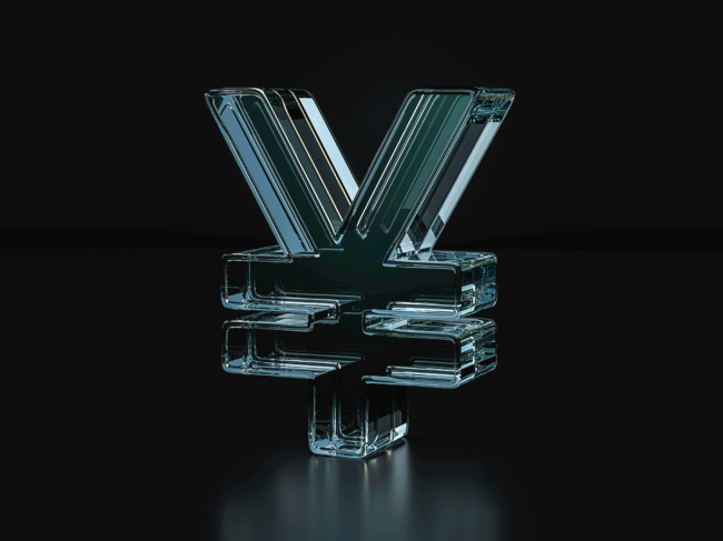 Glass yen/yuan symbol