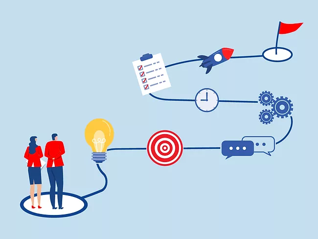 Illustration showing steps to business success