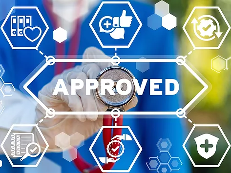 Approved label with medical icons professional