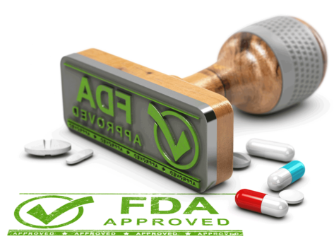 FDA Approved stamp with pills
