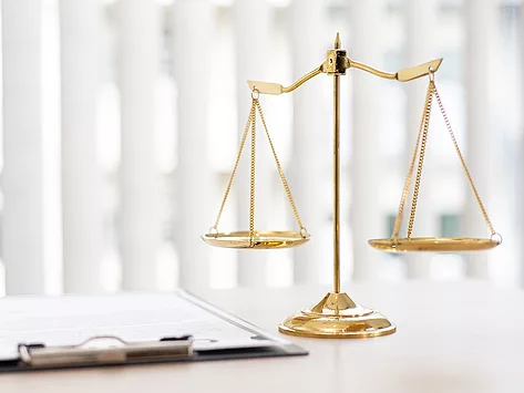Legal scales and clipboard