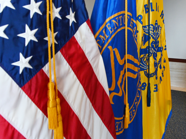 US flag, Department of Health and Human Services flags