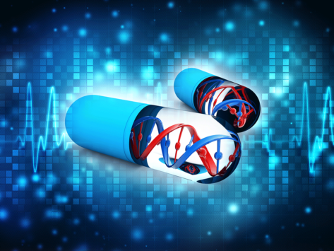 DNA in drug capsules, digital background