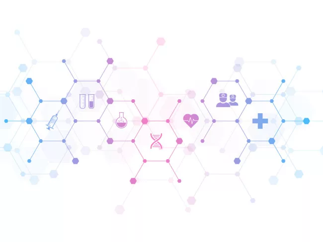 Icons representing scientific research