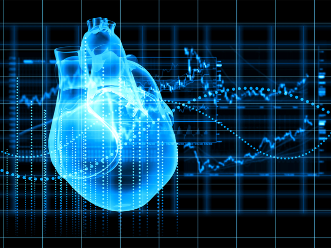 Blue heart and data grid
