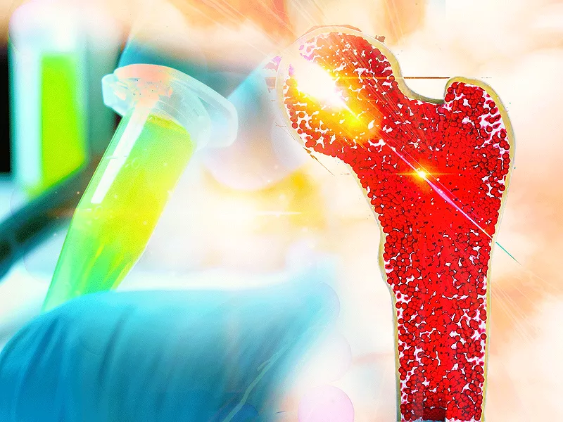 Lab sample and bone marrow illustration