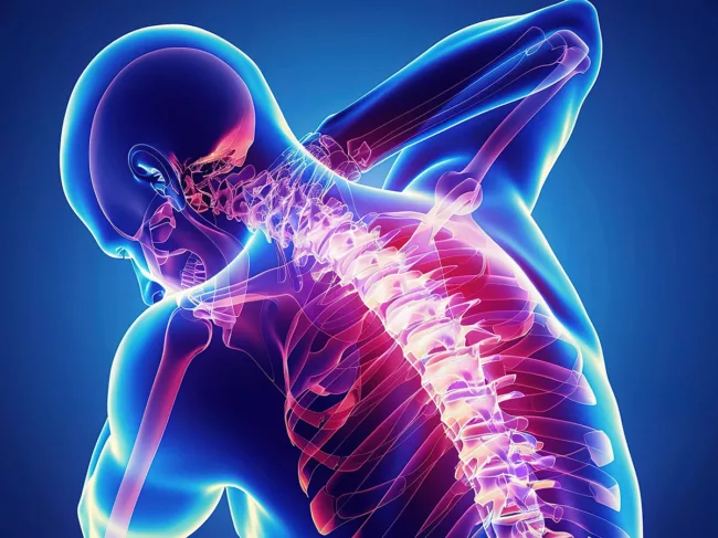 Illustration of the spine with ankylosing spondylitis