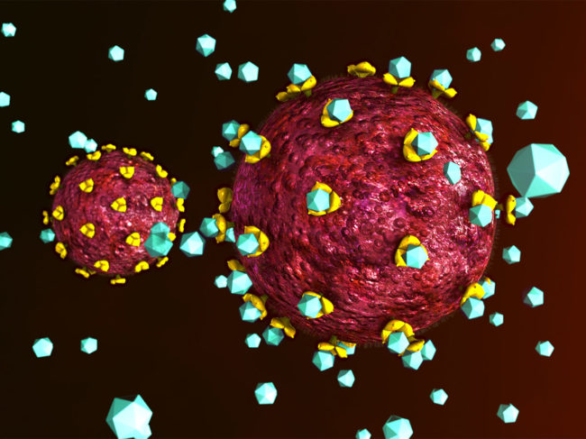 Illustration of HIV particles