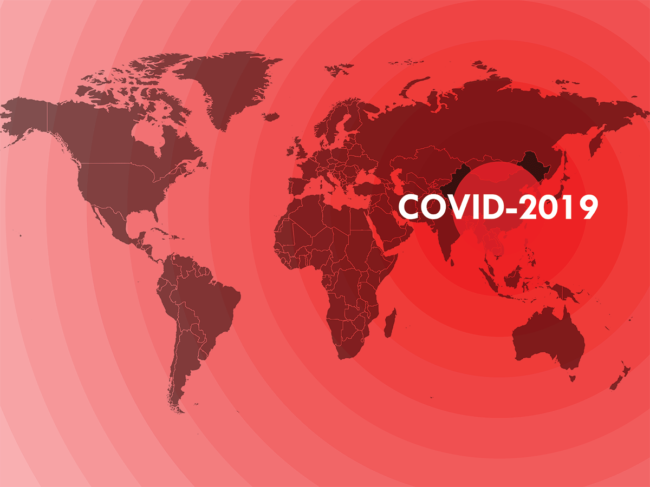 Map illustrating origin and spread of COVID-19
