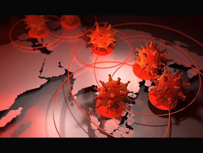 Map illustrating origin and spread of coronavirus