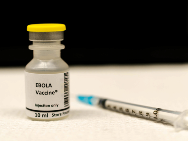 Ebola virus vaccine vial and syringe