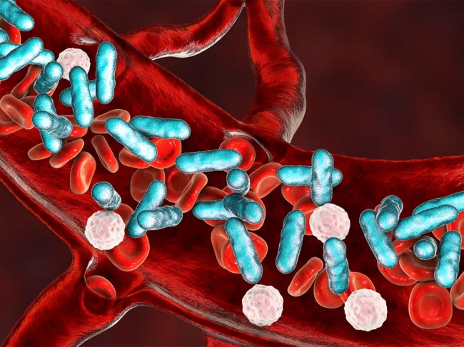 Illustration of bacteria in the bloodstream