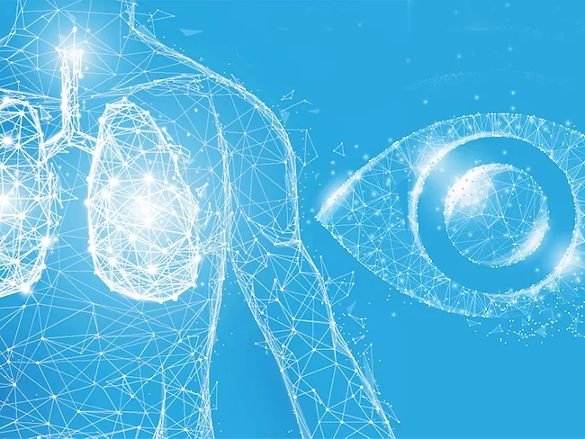 Lungs and eye wireframe illustration