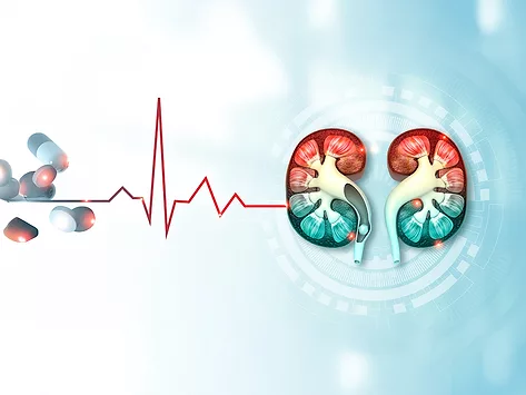 Kidneys, pills and chart line