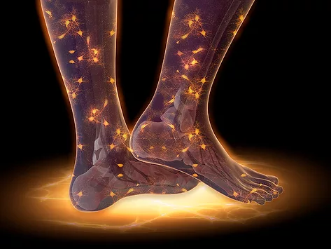 Neuropathy illustrated in legs and feet