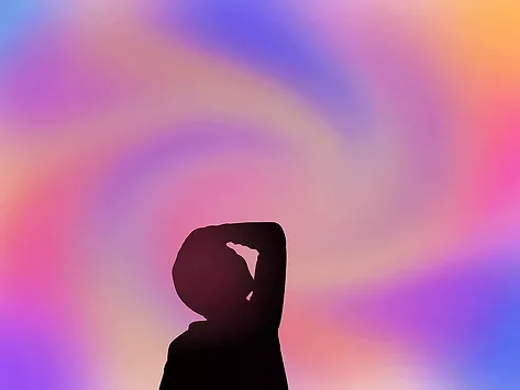 Silhouette and psychedelic sky