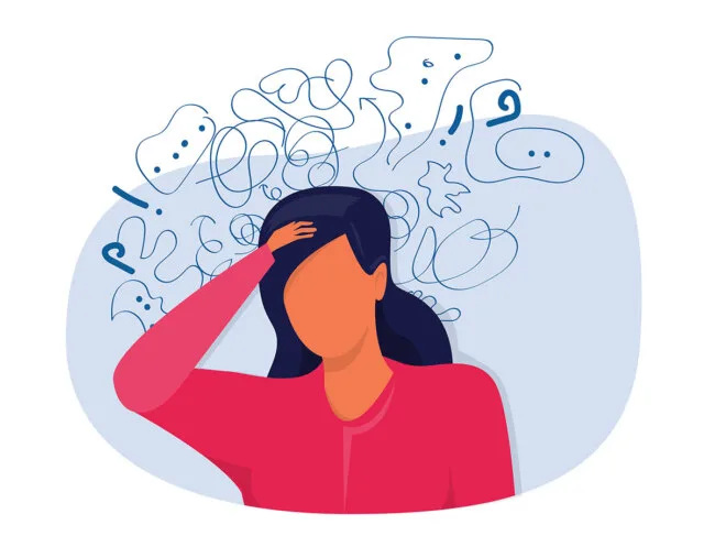 Illustration of woman with anxiety, ADHD