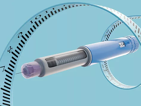Injector pen and spiraling measuring tape