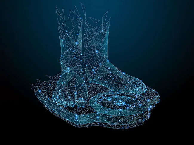 Wireframe of feet and scale