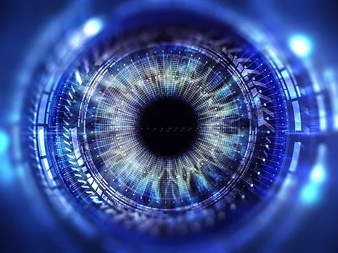Eye with digital overlay