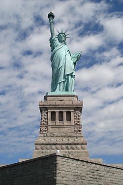 The Statue of Liberty, an iconic symbol of the American Dream.