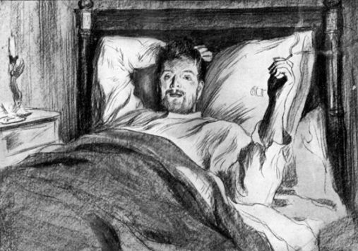 awake in bed illustration
